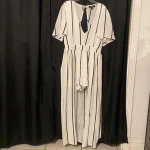Short romper with long skirt attached